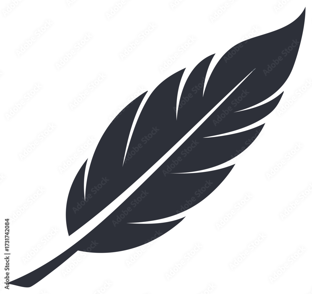 Obraz premium Dark Feather Illustration Isolated on White, Simple Design for Writing or Decor