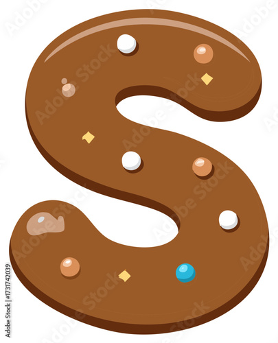 Chocolate Letter S with Sweets and Decorations, Sweet Treat for Celebrations