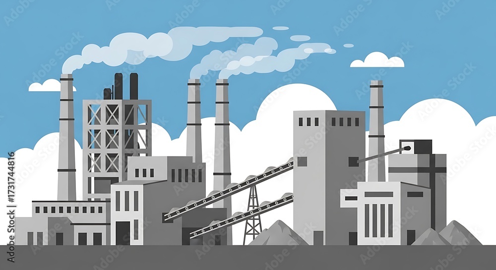 Obraz premium Factory Pollution Vector.
