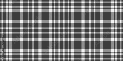 Metal tartan plaid background, stitch seamless vector fabric. Beautiful check textile texture pattern in grey and white colors.