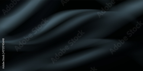  Luxurious background Black wavy fabric draped silky textile Decoration poster, banner Template Design