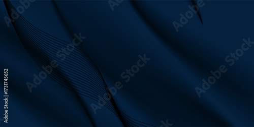Beautiful wavy silk dark blue background Luxurious wavy background with a smooth wavy texture