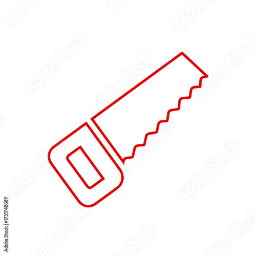 Woodworking Hand Saw Outline Icon - Cutting Tool, Carpentry, and Construction Line Art Vector	