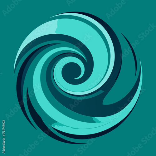 Swirling Teal Abstract Shape with Dark Background vortex