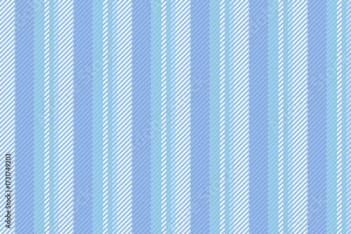 Rissue textile pattern stripe, duvet seamless lines fabric. Gingdom vertical background vector texture in blue and white colors.