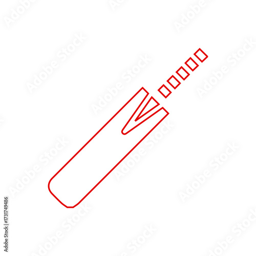 Wooden Cricket Bat Outline Icon - Sport, Game, and Athletic Activity Line Art Vector	