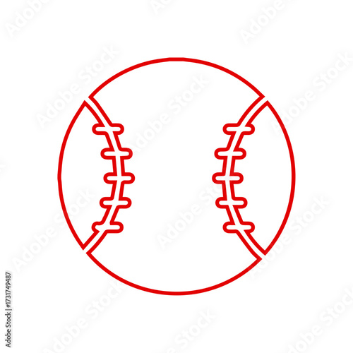 Stitched Baseball Outline Icon - Sport, Game, and Athletic Activity Line Art Vector	