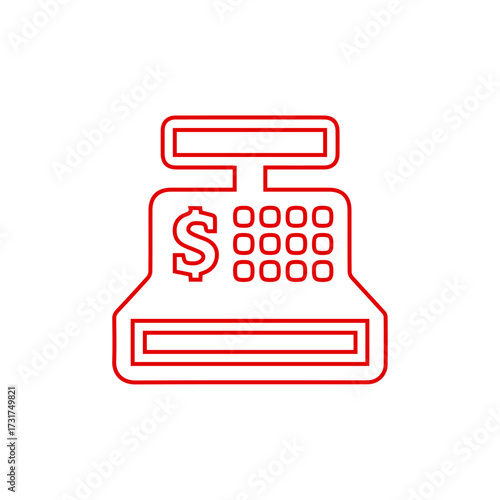 Retail Cash Register Outline Icon - Payment, Transaction, and Business Finance Line Art Vector	