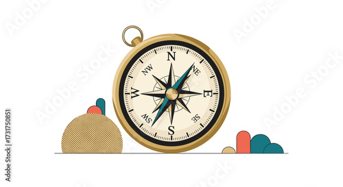 A classic golden compass for finding your direction on an adventure.