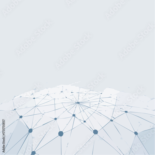 Abstract tech network connection dots. Digital technology and big data analysis background. White background with plexus lines. Geometric background with abstract mesh