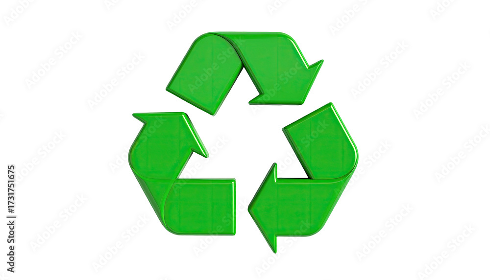 Obraz premium Glossy, bright green triangular arrows in a continuous loop against a black backdrop