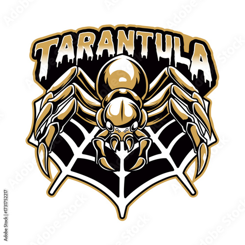 Black Tarantula Spider Mascot Logo with Web  Esport Vector Illustration