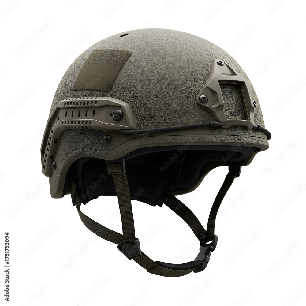 Fototapeta premium Tactical helmet ready for action, providing essential head protection with modern design and robust features perfect for security and military applications