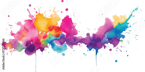 Dynamic Multicolor Powder Dust Splash with Vibrant Rainbow Holi Paint Explosion on Isolated White Background for Modern Creative Artwork