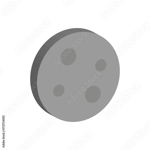 Full moon illustration. Lunar sphere design. Night sky symbol. Vector space icon.