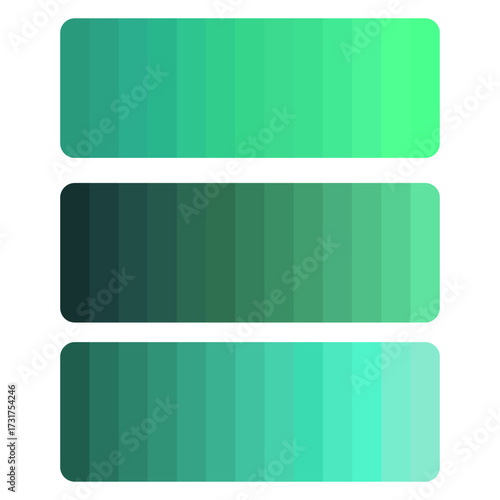Emerald gradient bars. Deep teal color blend. Vertical palette Vector. Modern sea background.