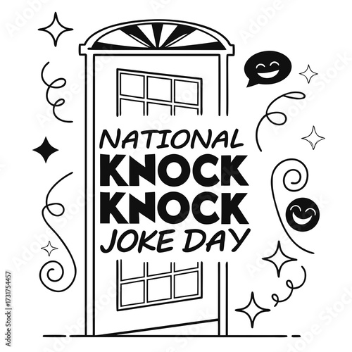 NATIONAL KNOCK KNOCK JOKE DAY vector illustration