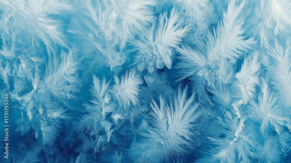 Obraz premium Delicate Patterns of Frost on Glass, Captivating Ice Crystals, Winter Wonderland Abstract Art