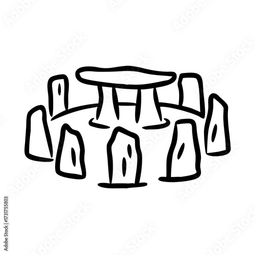 Stone circle illustration representing spring equinox celebration  