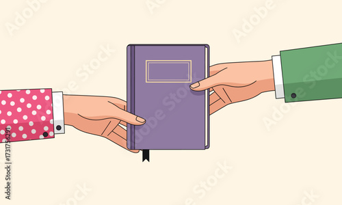 Transferring information with a book in hand showcasing collaboration for educational purposes, knowledge sharing