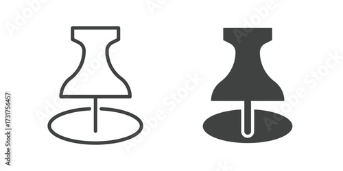 Push pin Icon. Line and glyph solid icon