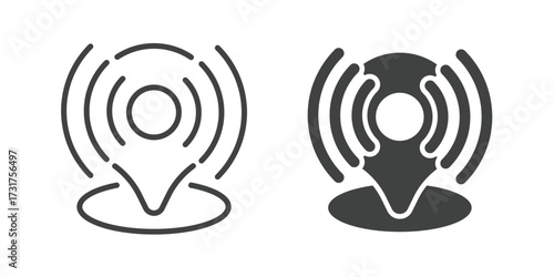 Active Location Icon. Line and glyph solid icon