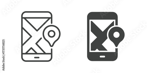 GPS Icon. Line and glyph solid icon