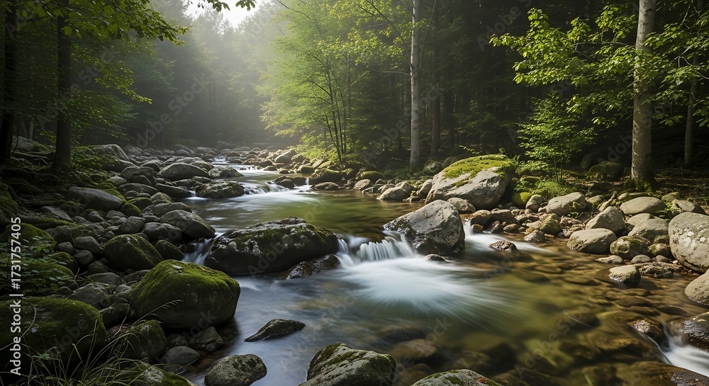 Obraz premium Forest River Flowing.