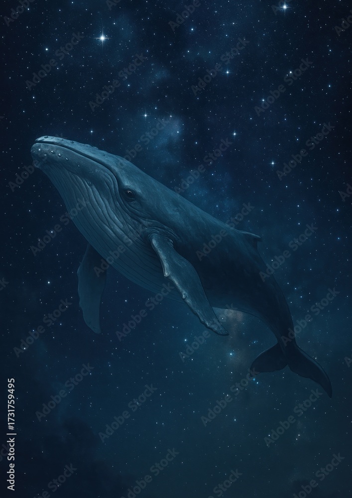Fototapeta premium Majestic whale under starlit sky.