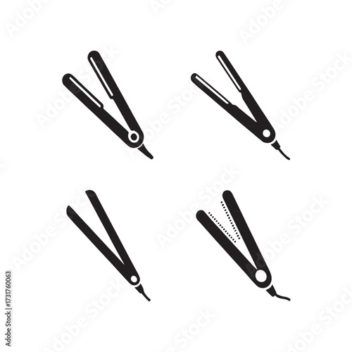 Hair Straightener Solid Flat Iron Icons