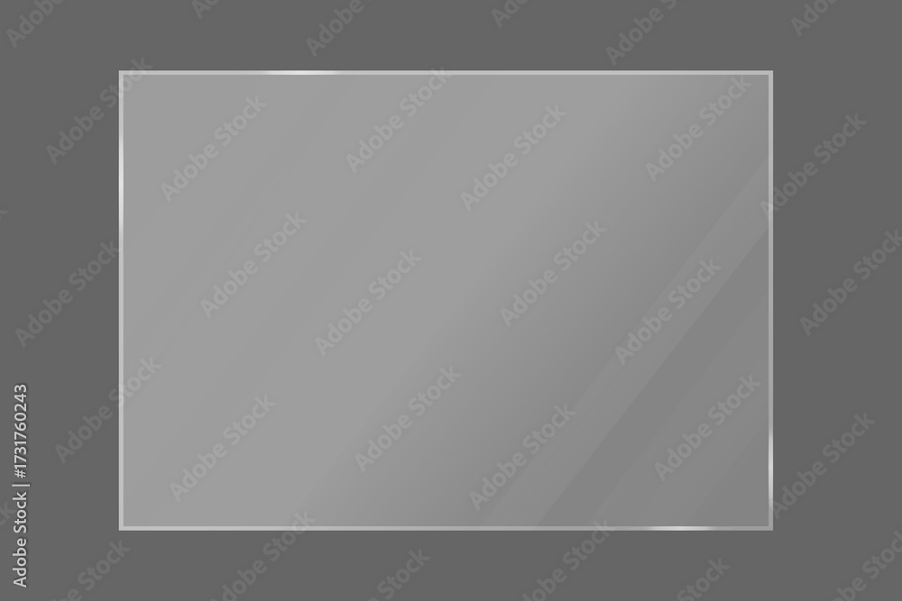 Fototapeta premium Glass showcase, clear plate, realistic window mockup, acrylic texture with glares and light, realistic transparent glass window in rectangle frame, vector