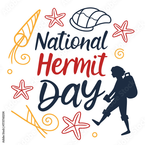 NATIONAL HERMIT DAY vector illustration
