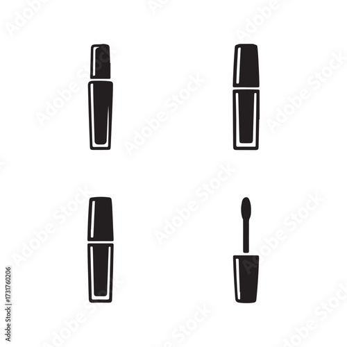 Lip Gloss Solid Cosmetic Icons Set