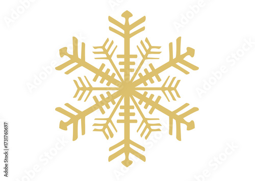 Bold, blocky geometric gold snowflake icon. A strong, modern, and striking design element for winter, Christmas, contemporary holiday, and luxury themes.