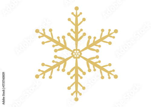 Detailed gold snowflake icon with geometric and organic elements (circles and lines). A decorative, luxury design for winter, Christmas, and elegant holiday themes.
