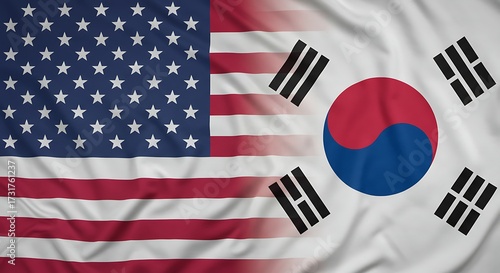 United states and south korea flags combined texture background