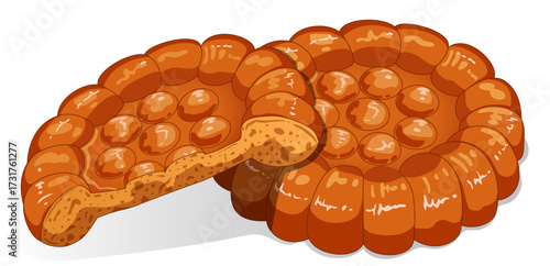 Halved and Whole Korean Honey Cookies Yakgwa - Traditional Treats Illustration