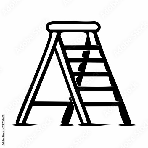 Minimalist Stepladder Line Art Vector Illustration
