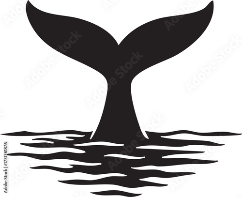 Silhouette of a whale tail above water surface