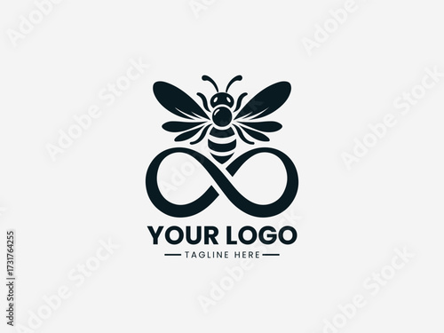 Elegant royal bee queen vector logo with ornate crown and majestic wings for luxury brand