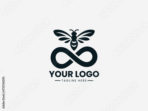 Elegant royal bee queen vector logo with ornate crown and majestic wings for luxury brand
