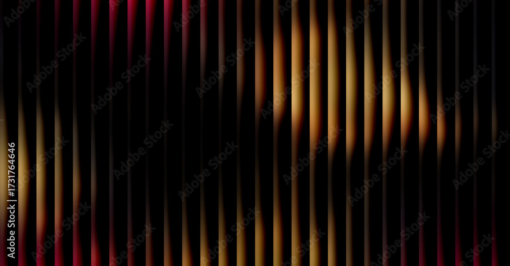 Fototapeta premium Red to Yellow Gradient Waveform Background Abstract Vertical Wavy Lines with Central Brightness Effect