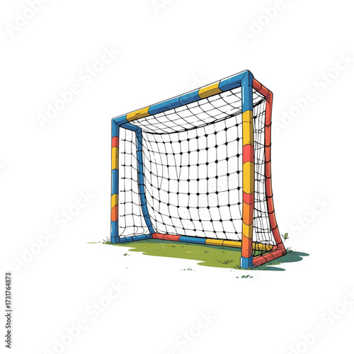 Colorful soccer goal illustration for sports, games, and recreation
