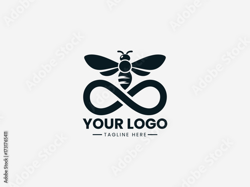 Elegant royal bee queen vector logo with ornate crown and majestic wings for luxury brand