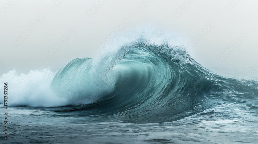 Fototapeta premium Majestic Wave in the Ocean under a Stormy Sky