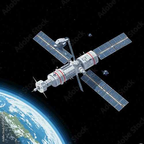 satellite and earth