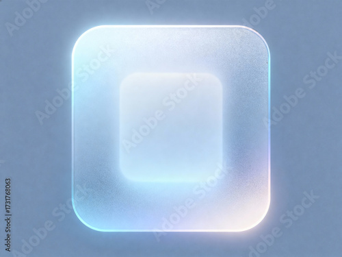 Minimalist Frosted Glass Square with Rounded Corners and Inner Glow