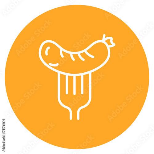 Sausage on Fork icon vector image. Can be used for Oktoberfest.