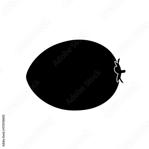 Black silhouette of a whole coconut on a white background
