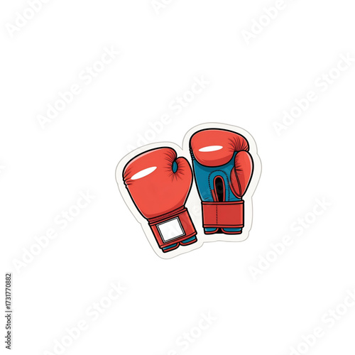 Two Red and Blue Boxing Gloves Illustration for Fitness and Sports